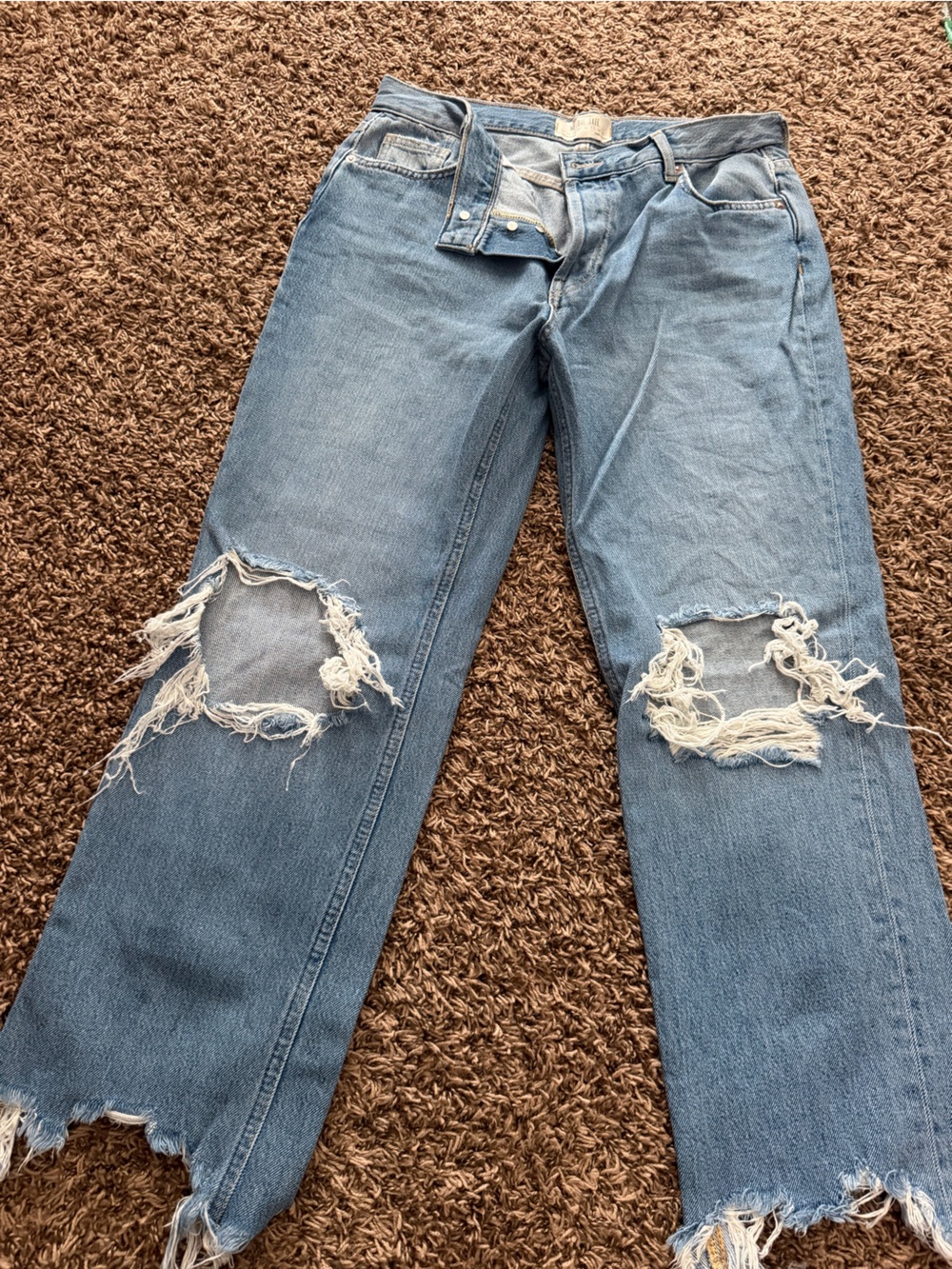 We The Free Light Blue Straight Leg Ripped Jeans